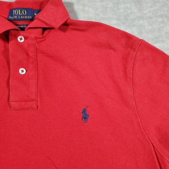 Polo Ralph Lauren Shirt Mens Medium Red Golf Performance Custom Fit Popover - Picture 5 of 7